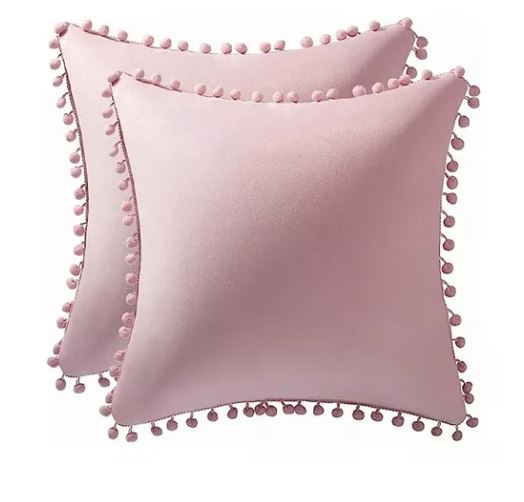 Foto 2 pulgar | Fundas Para Cojines Decorativos De Terciopelo 45x45 Cm,2 Pzs Rosa