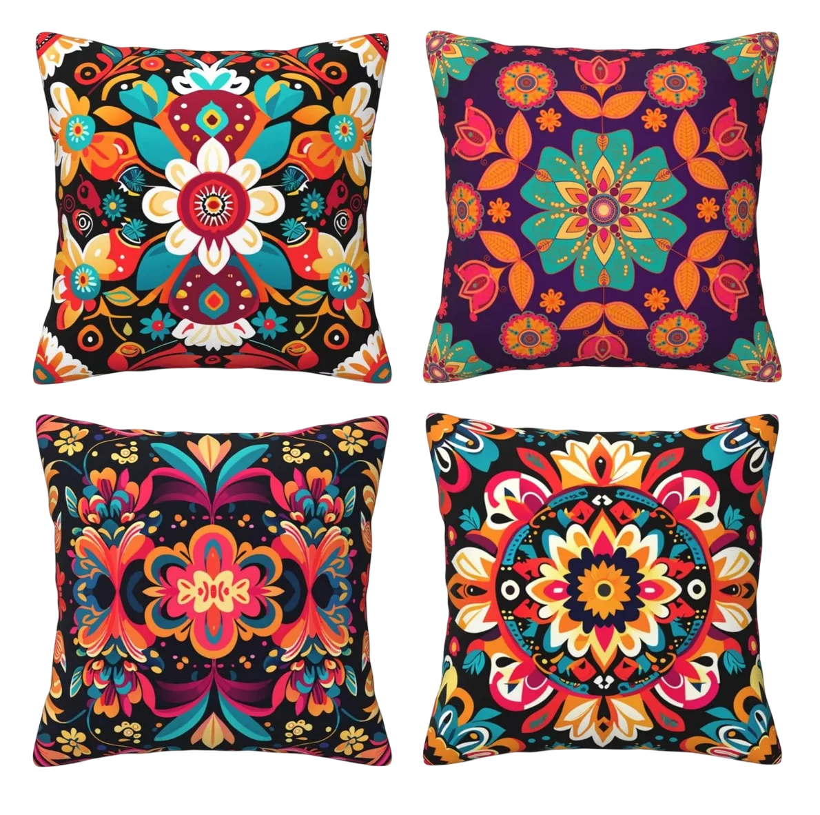 Foto 1 | Fundas Para Cojines Decoración 45x45 Cm 4 Pzs, Mexicano Floral