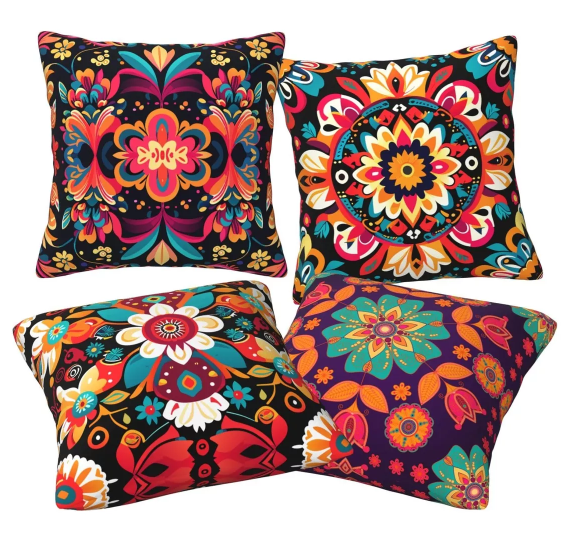 Foto 3 pulgar | Fundas Para Cojines Decoración 45x45 Cm 4 Pzs, Mexicano Floral