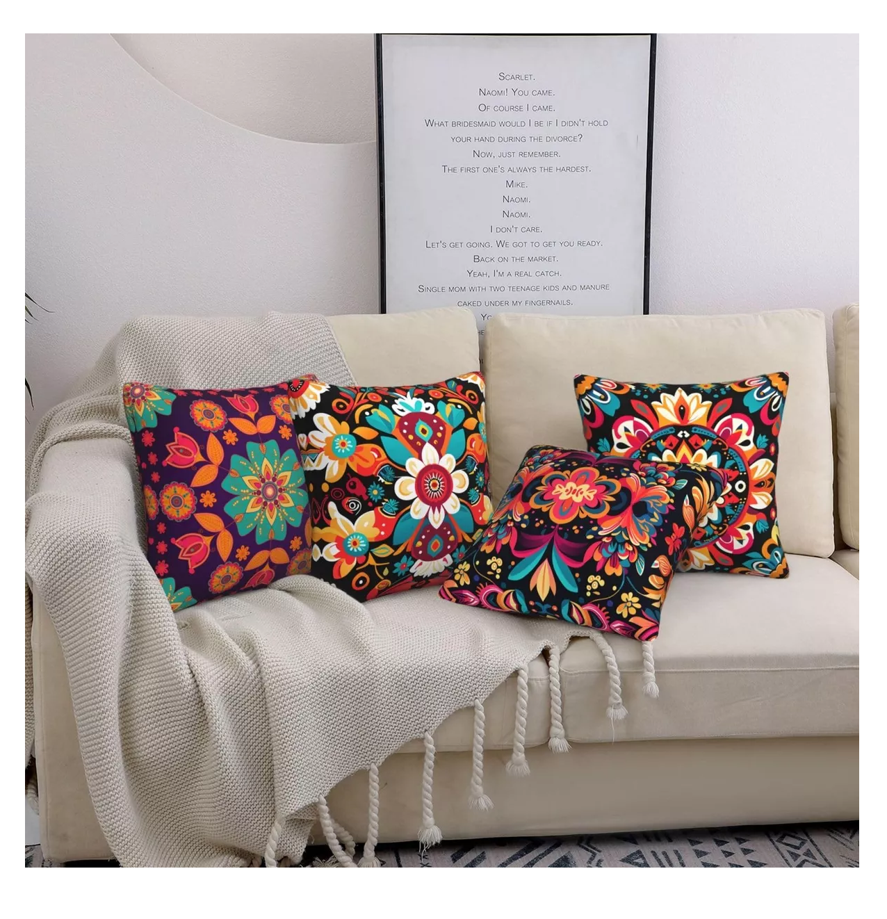 Foto 5 pulgar | Fundas Para Cojines Decoración 45x45 Cm 4 Pzs, Mexicano Floral
