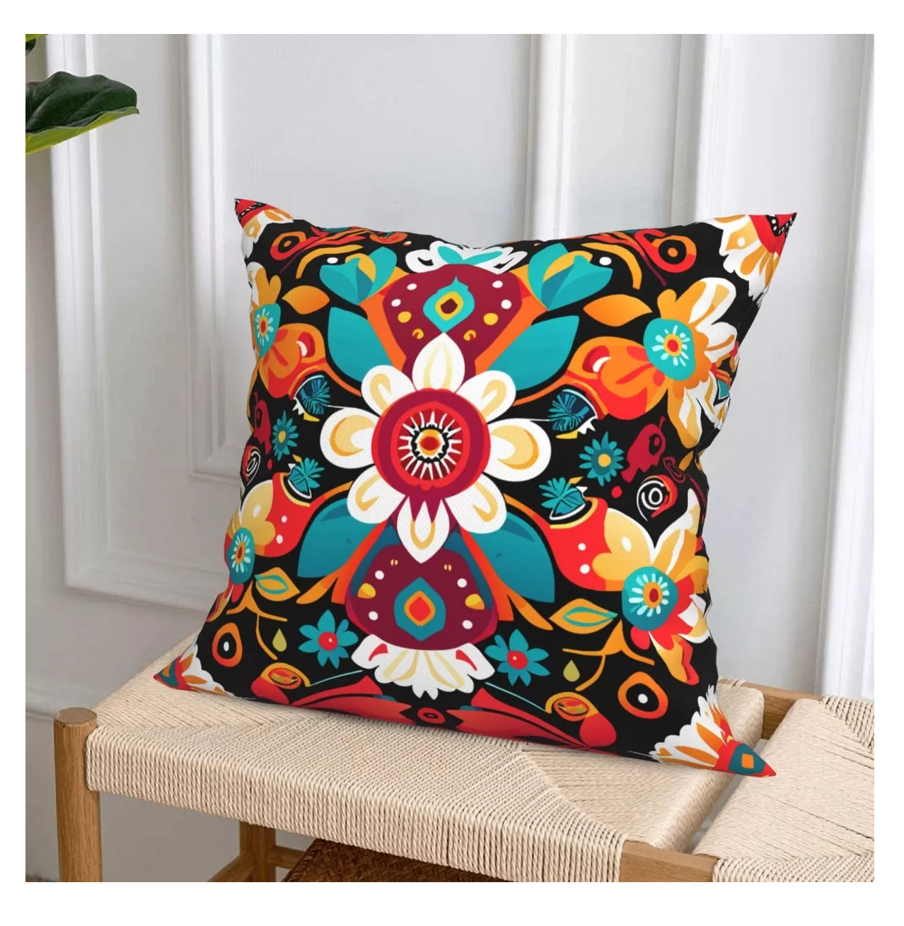 Foto 6 pulgar | Fundas Para Cojines Decoración 45x45 Cm 4 Pzs, Mexicano Floral