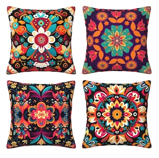 Foto 1 | Fundas Para Cojines Decoración 45x45 Cm 4 Pzs, Mexicano Floral