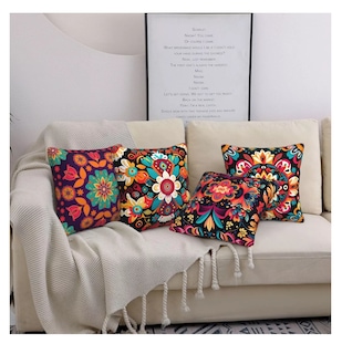 Foto 4 | Fundas Para Cojines Decoración 45x45 Cm 4 Pzs, Mexicano Floral