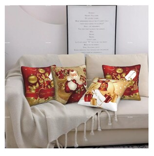 Foto 5 | Fundas Para Cojines Navideños Decorativos Fundas Almohadas 6 Pzs, Estilo B Dorado Rojo