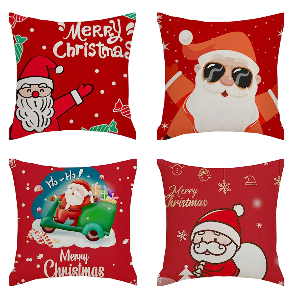 Foto 2 pulgar | Juego De 4 Fundas De Almohada De Navidad De 45 X 45 Cm Rojo