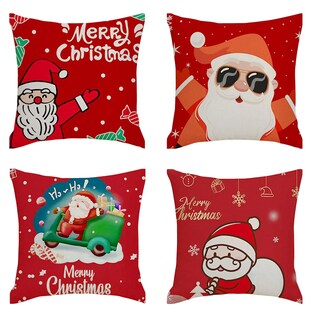 Foto 1 | Juego De 4 Fundas De Almohada De Navidad De 45 X 45 Cm Rojo