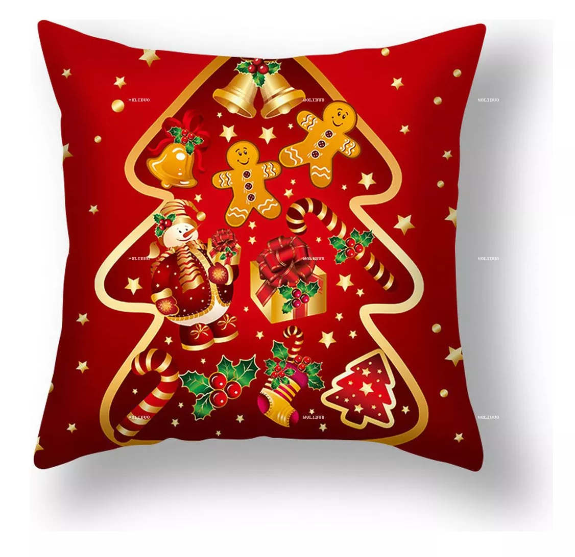 Foto 4 pulgar | Fundas Para Cojines Navideños Decorativos Fundas Almohadas 6 Pzs, Estilo B Dorado Rojo