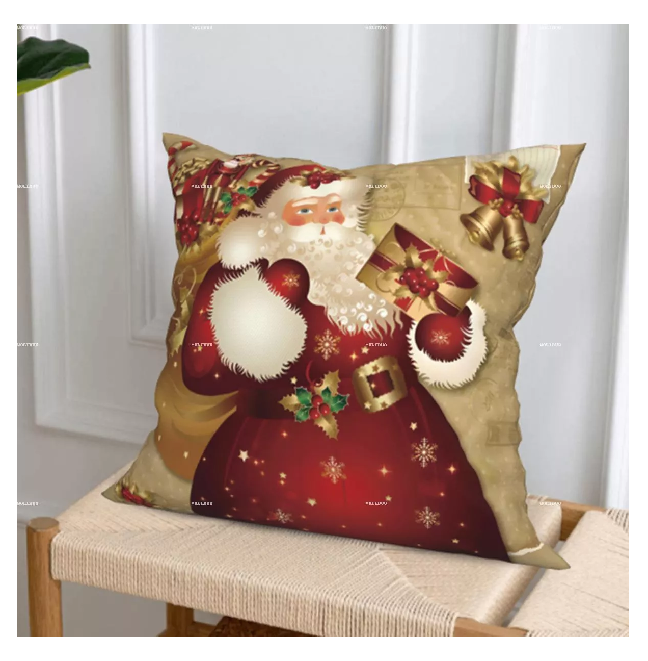 Foto 5 pulgar | Fundas Para Cojines Navideños Decorativos Fundas Almohadas 6 Pzs, Estilo B Dorado Rojo