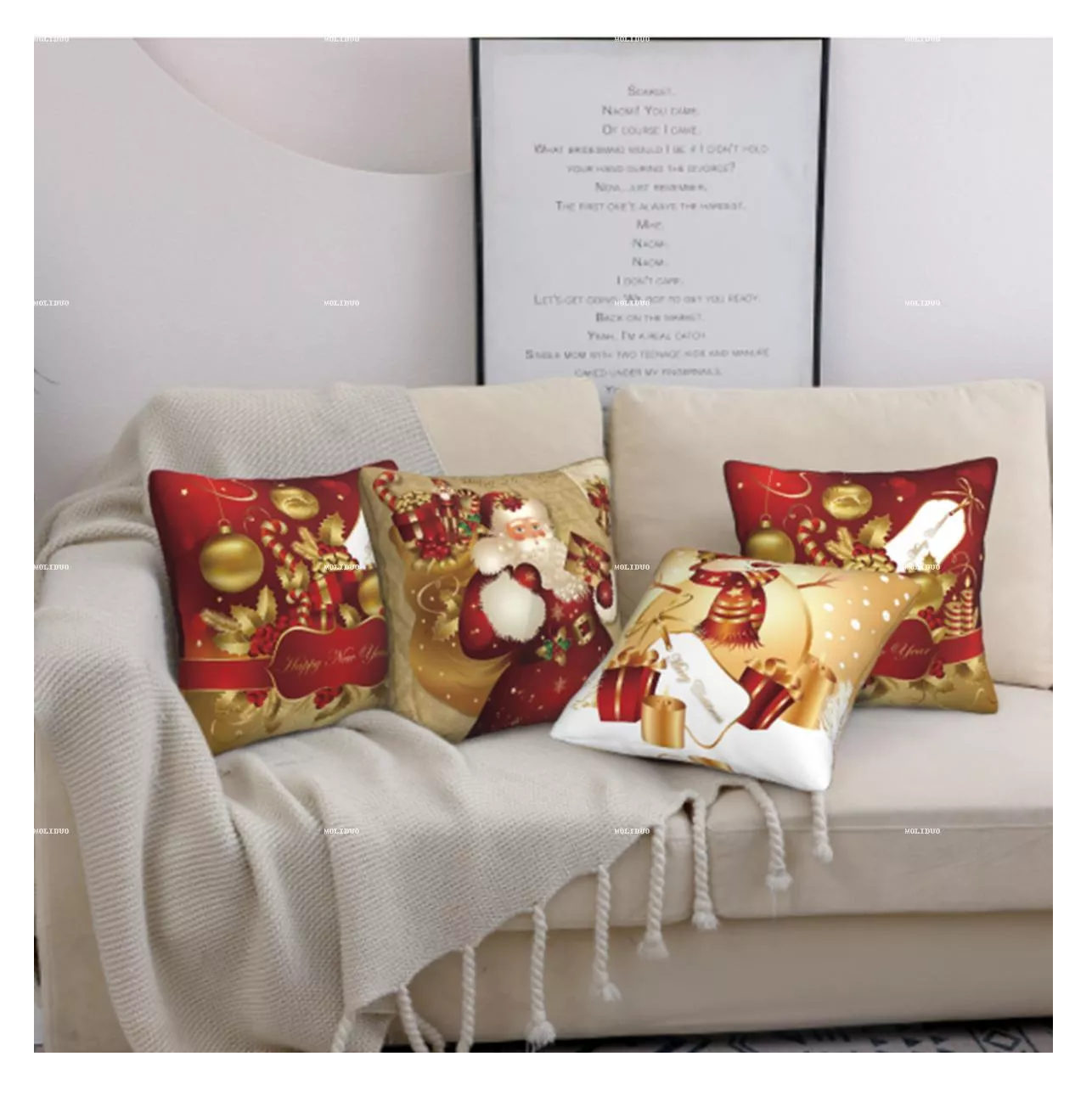 Foto 5 | Fundas Para Cojines Navideños Decorativos Fundas Almohadas 6 Pzs, Estilo B Dorado Rojo