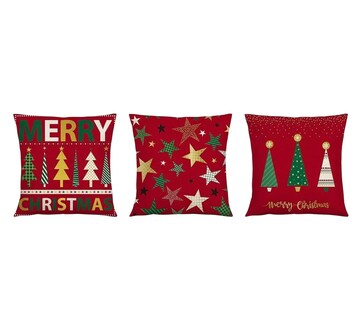 Foto 3 | Fundas Navideñas Cojines Decorativos Fundas Almohadas 6 Pzs Lino 3 Blanco 3 Rojas