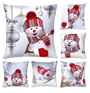 Foto 1 | Fundas Para Cojines Navideños Decorativos Fundas Almohadas 6 Pzs, Blanco Muñeco Nieve