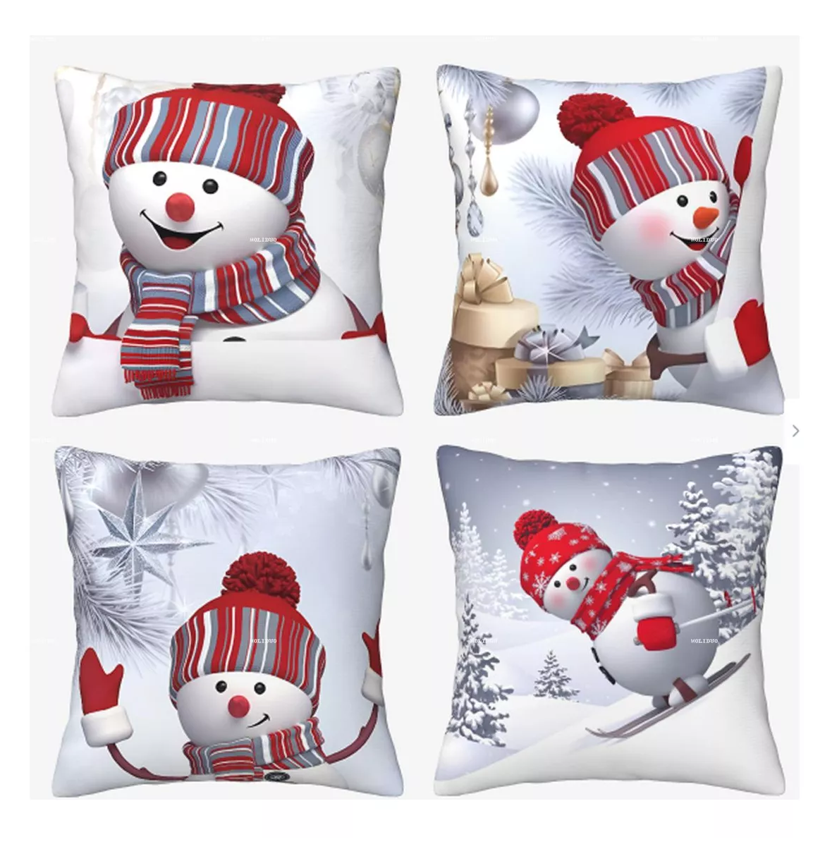 Foto 3 pulgar | Fundas Para Cojines Navideños Decorativos Fundas Almohadas 6 Pzs, Blanco Muñeco Nieve