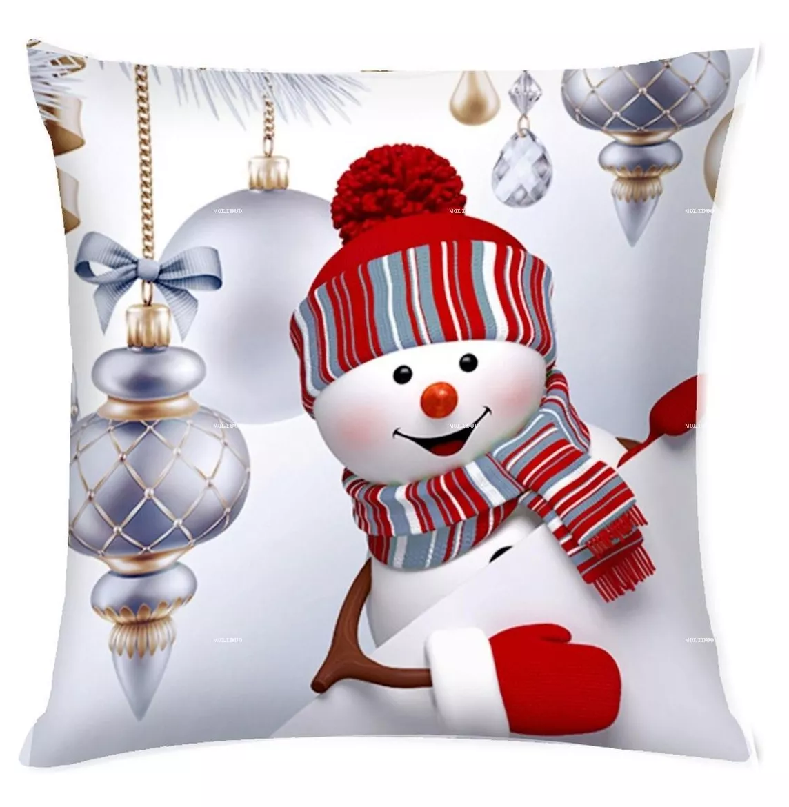 Foto 4 pulgar | Fundas Para Cojines Navideños Decorativos Fundas Almohadas 6 Pzs, Blanco Muñeco Nieve