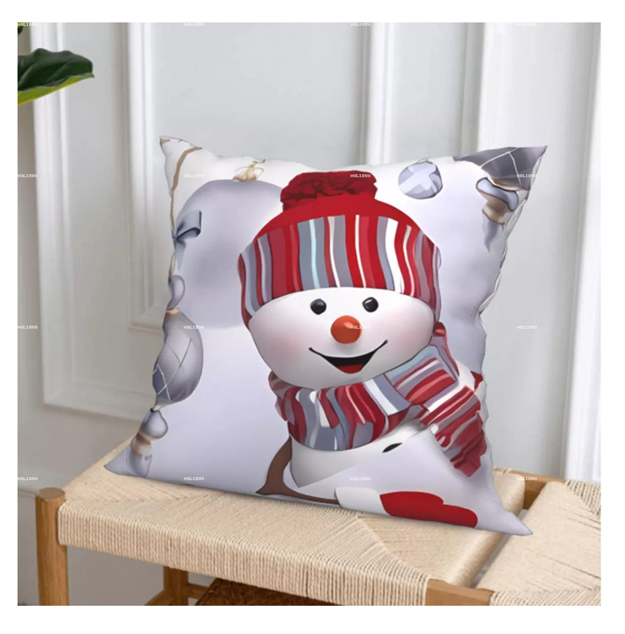 Foto 5 pulgar | Fundas Para Cojines Navideños Decorativos Fundas Almohadas 6 Pzs, Blanco Muñeco Nieve