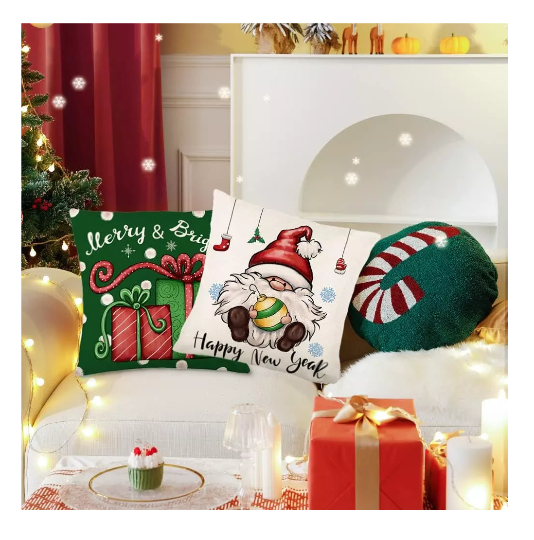 Foto 3 pulgar | Fundas De Almohada Cojín De Lino Con Cascanueces Navidad 4 Pzs Multicolor