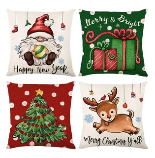 Foto 1 | Fundas De Almohada Cojín De Lino Con Cascanueces Navidad 4 Pzs Multicolor