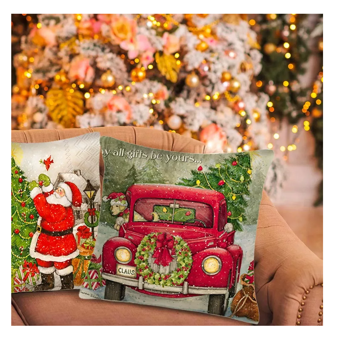 Foto 5 pulgar | Fundas de Almohada Estampadas Navideñas 4 Piezas