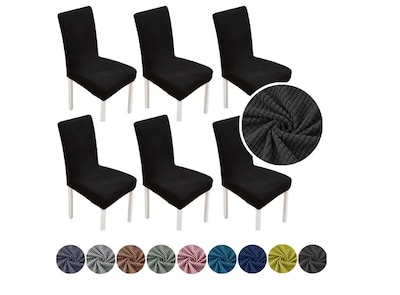 Foto 1 | Xtellar Juego De 6 Fundas Elásticas De Lujo Para Sillas De Comedor, Negro Elegante