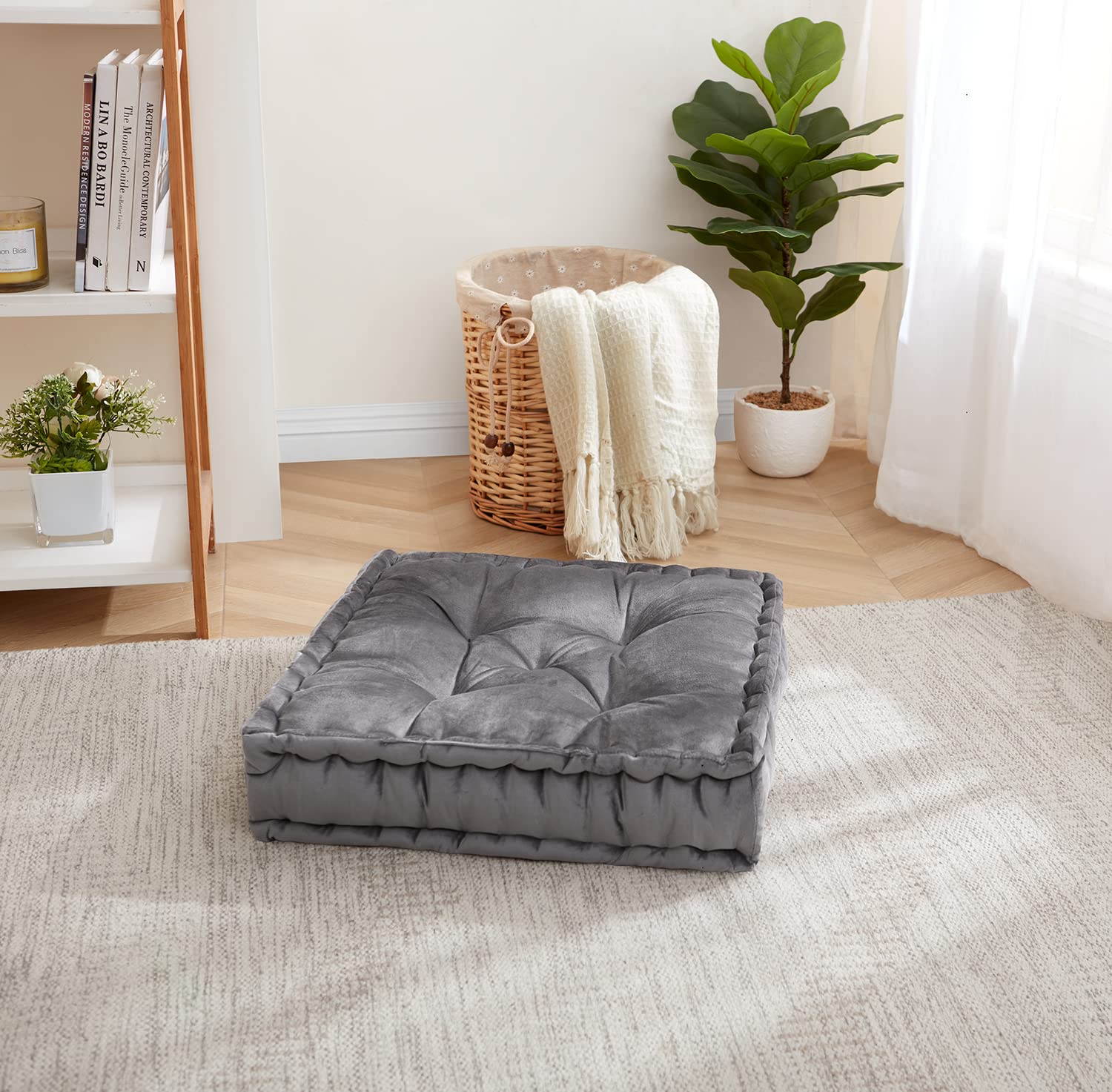 Foto 1 | Almohada De Suelo Sweet Home Collection, Grande, Cuadrada, Gris, 6 Pulgadas - Venta Internacional.
