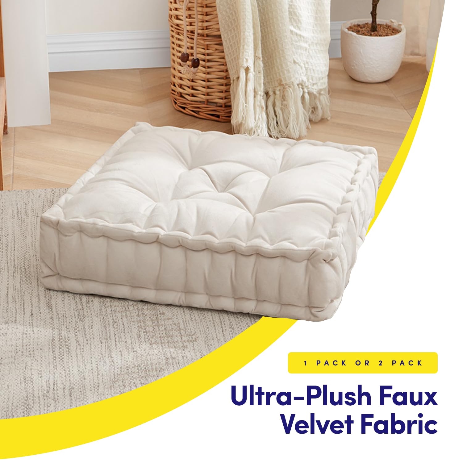 Foto 2 | Almohada De Suelo Sweet Home Collection, Grande, Cuadrada, Color Marfil, Paquete De 2 - Venta Internacional.