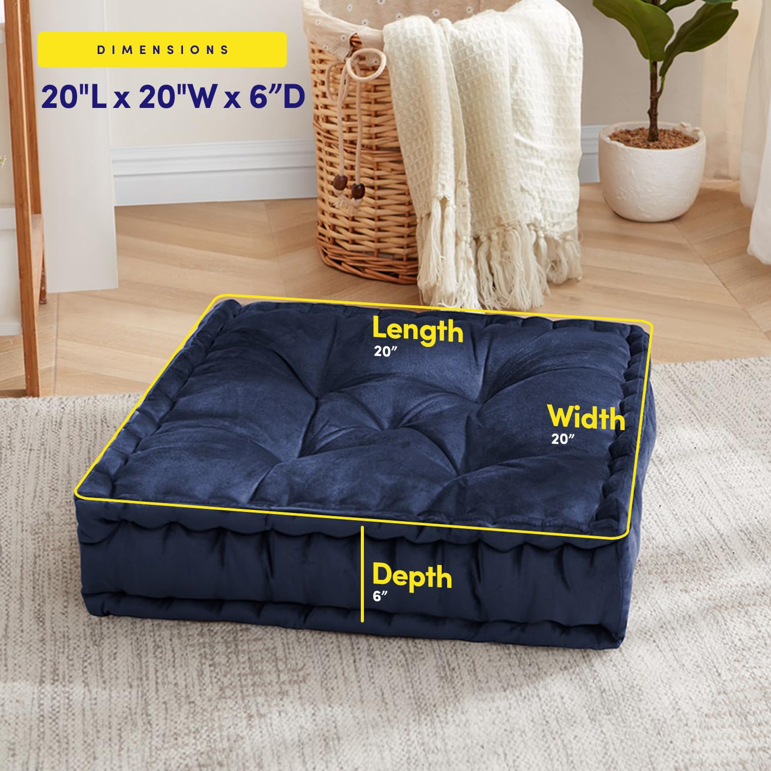 Foto 4 | Almohada De Suelo De La Colección Sweet Home, Grande, Cuadrada, Azul Marino - Venta Internacional.
