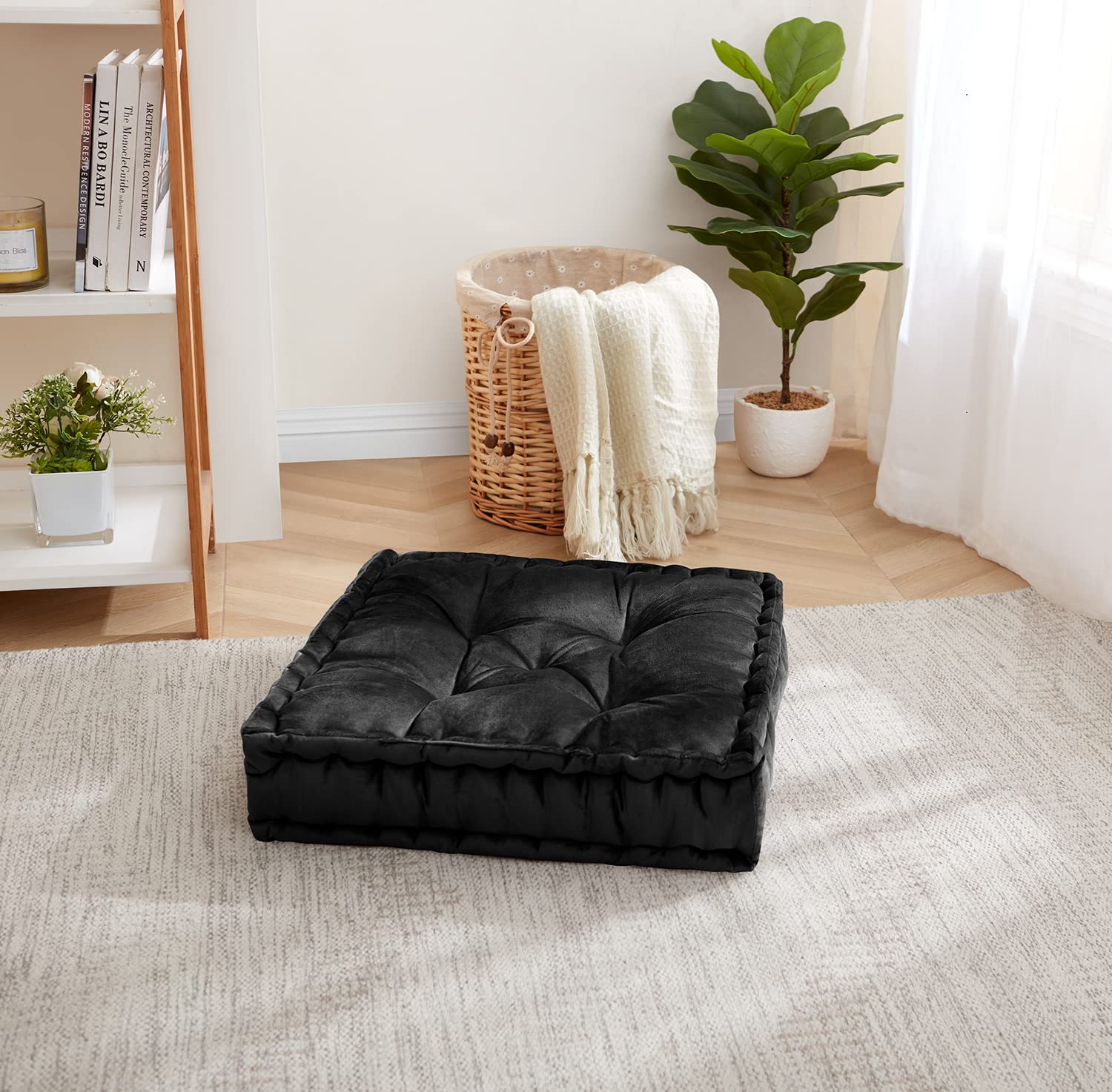 Foto 1 | Almohada De Suelo Sweet Home Collection, Cuadrada, Grande, Paquete De 2 Unidades, Color Negro - Venta Internacional.