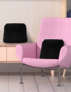 Foto 3 | Almohada Cojín Decorativo de Pelo Largo Suave Set 2 Piezas color Negro