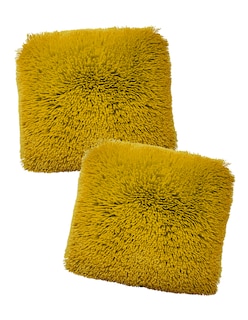 Foto 1 | Almohada/Cojín Decorativo de Pelo Largo Suave Set 2 Piezas color Mostaza