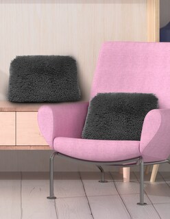 Foto 3 | Almohada Cojín Decorativo De Pelo Largo Suave Set 2 Piezas Color Gris Oscuro