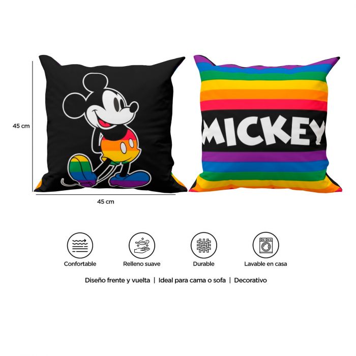 Foto 4 pulgar | Cojín Providencia Mickey Rainbow Pride Negro