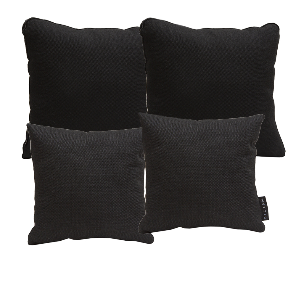 Cojines Decorativos Dicasa Black Alfa & Zita color Negro 4 Piezas - 2 Chicos y 2 Grandes