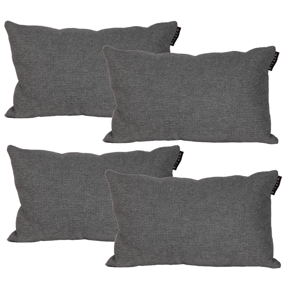 Foto 2 pulgar | Cojin Riñonera Decorativo Dicasa Rivo Delta color Gris Rectangular Set de 4