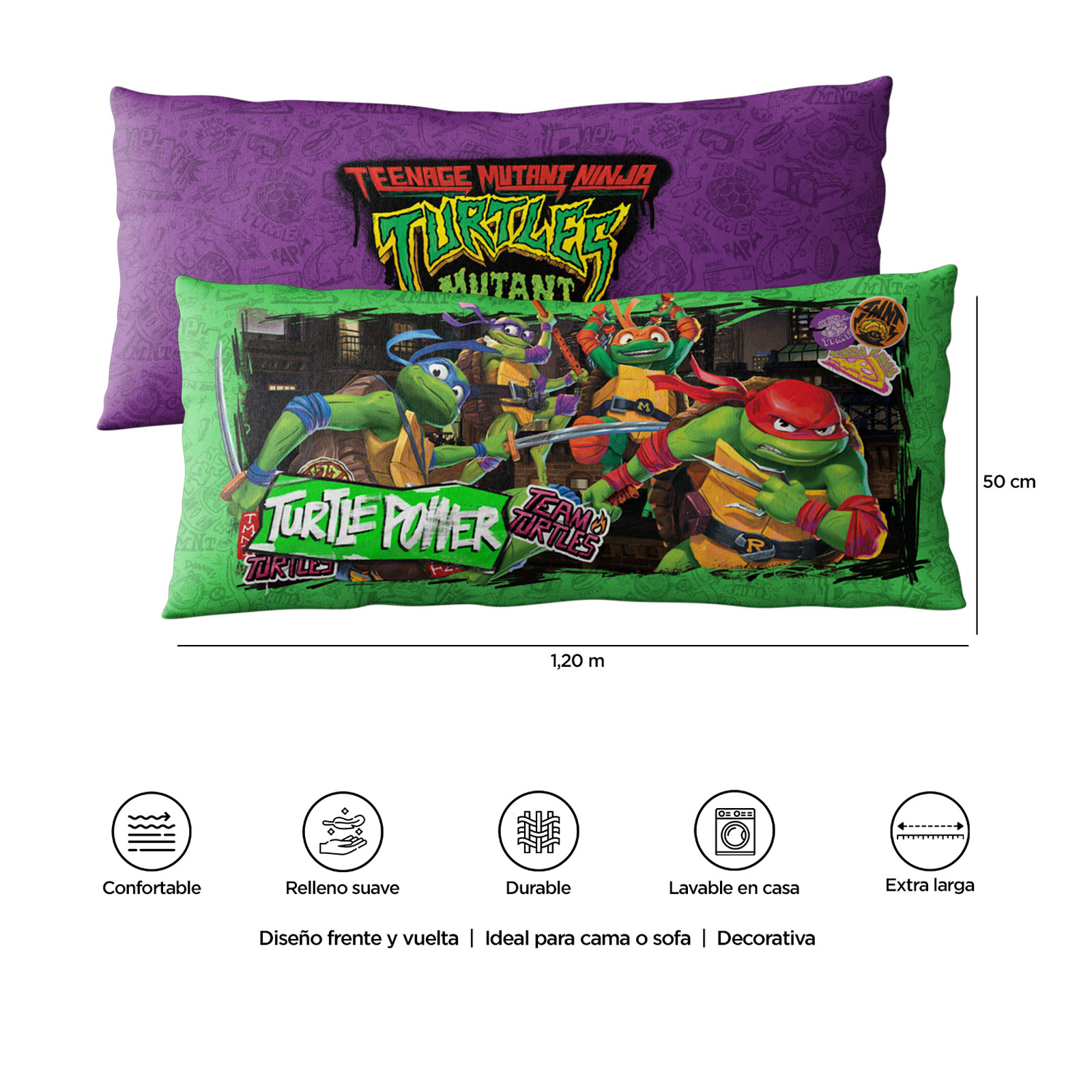 Foto 5 | Almohada Doble Vista Providencia Tortugas Ninja Multicolor Superjumbo