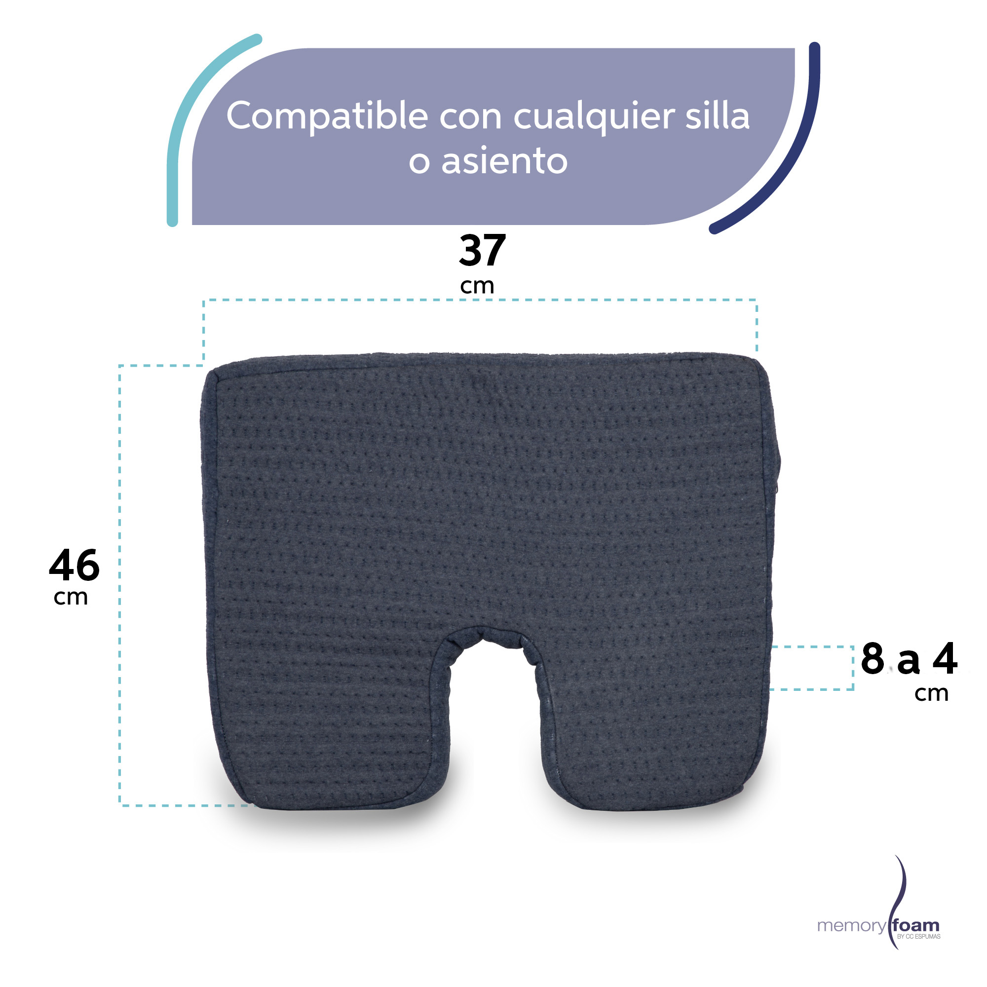 Foto 6 pulgar | Asiento Lumbar Memory Foam Azul Hecha 100% De Memory Foam