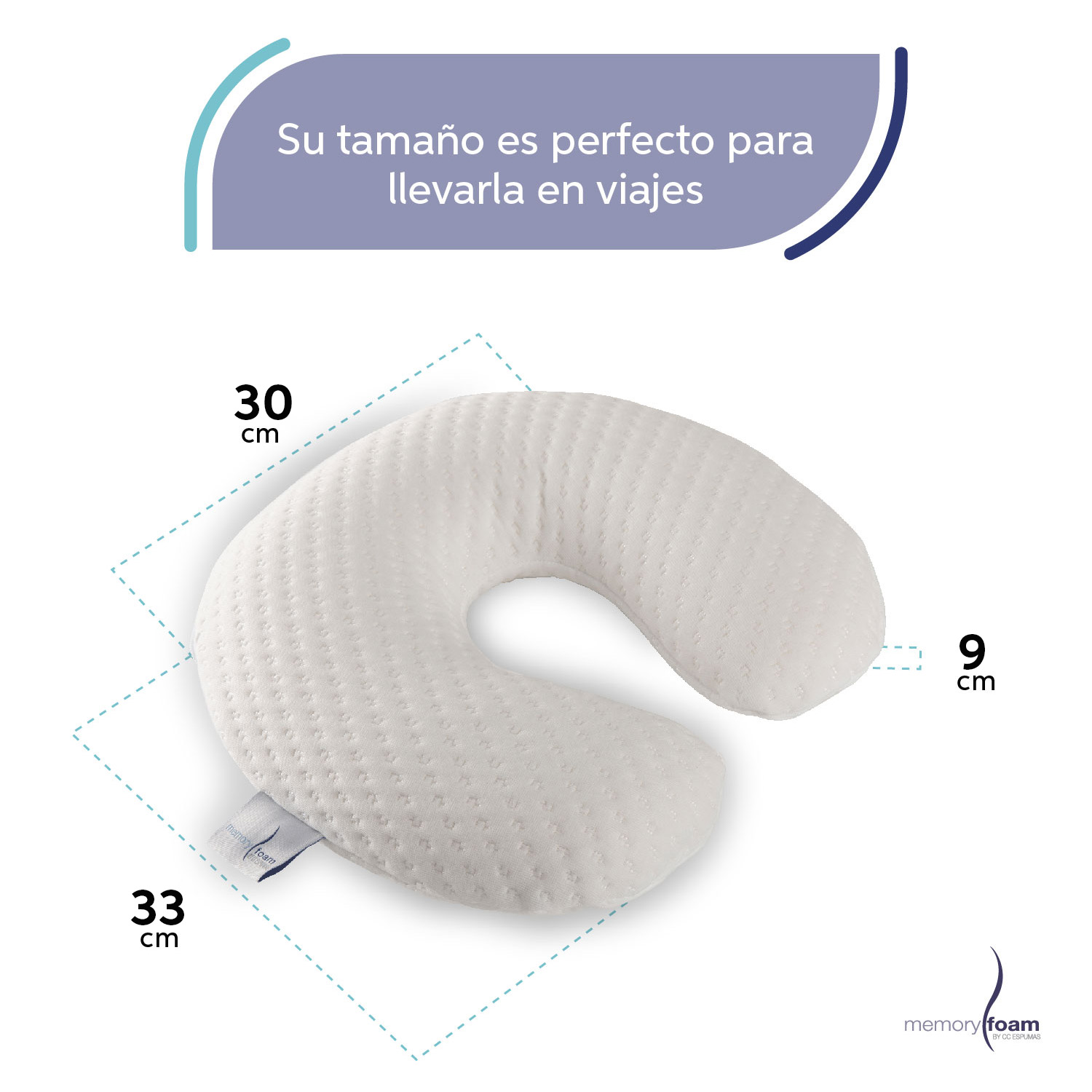 Foto 6 pulgar | Almohada Para Cuello Almohada Para Cuello De Viaje Blanco Almohada Cuello Hecha De Memory Foam