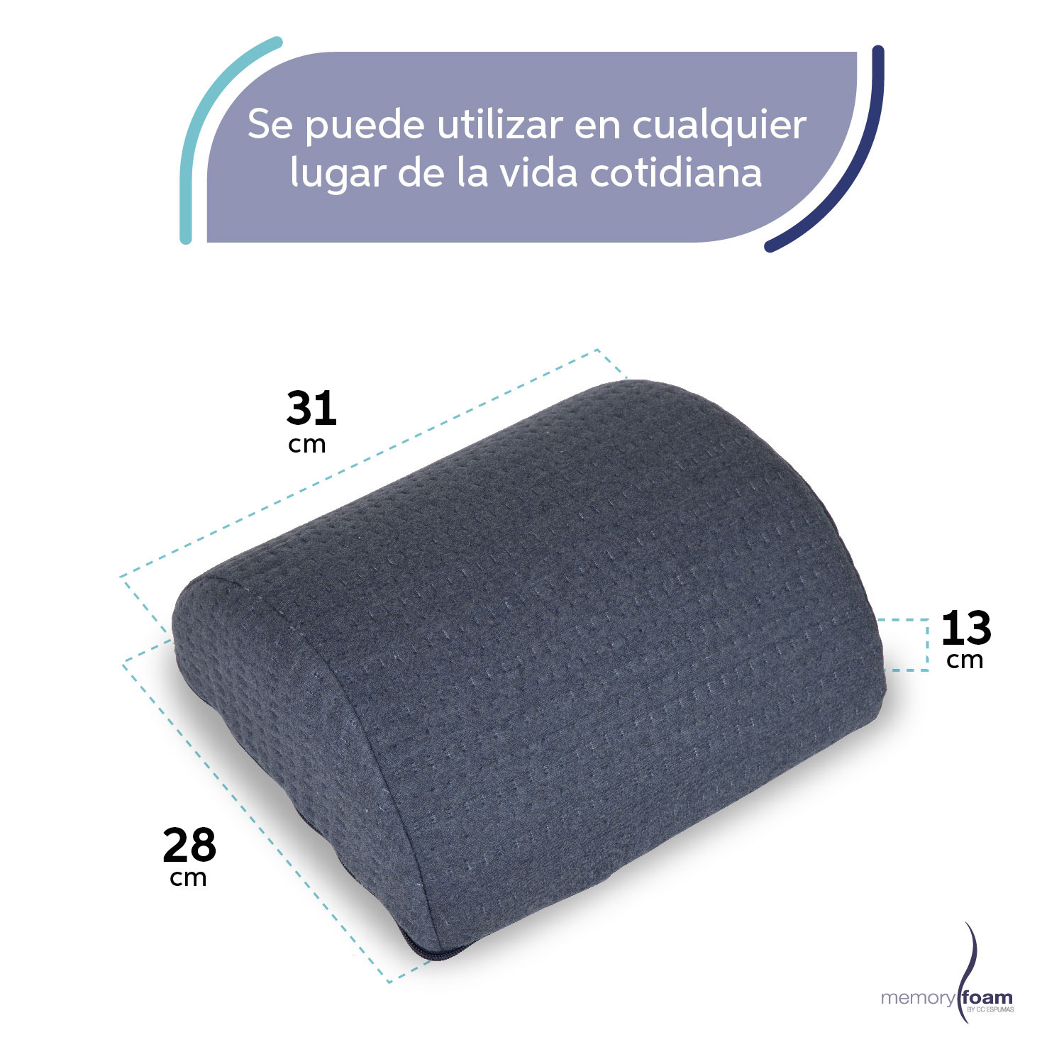 Foto 7 pulgar | Cojín Soporte Lumbar Memory Foam Azul Hecha 100% De Memory Foam