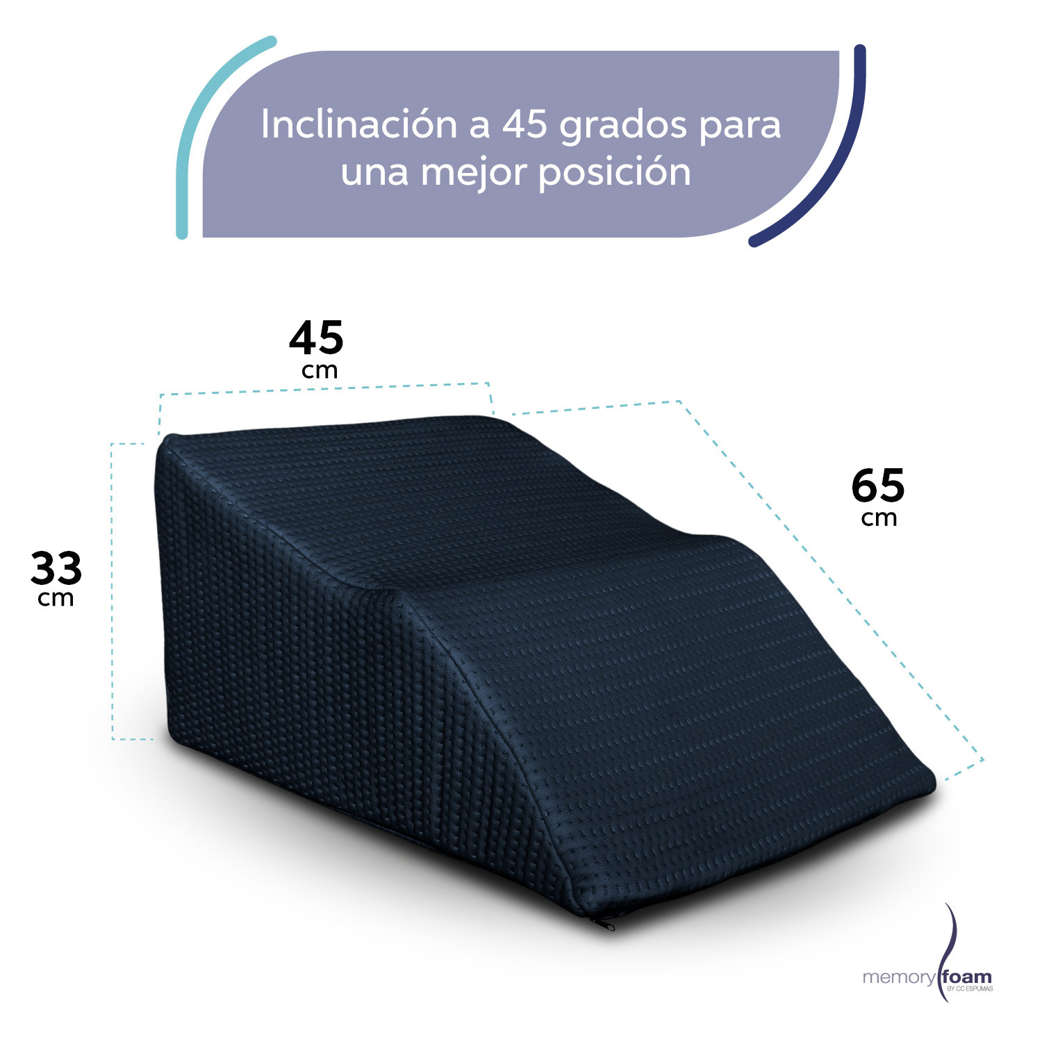 Foto 5 | Cojín Descansa Piernas, Disminuye Varices Y Pies Hinchados Memory Foam Azul Hecha 100% De Memory Foam