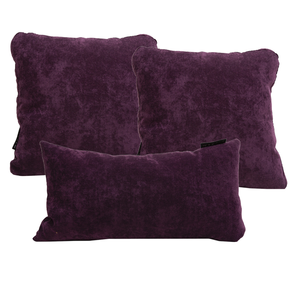 Foto 2 pulgar | Set De 3 Cojines Decorativos Dicasa Velvet Delta Y Zita Color Morado  (2 Cuadrados Grandes Y 1 Rectangular)