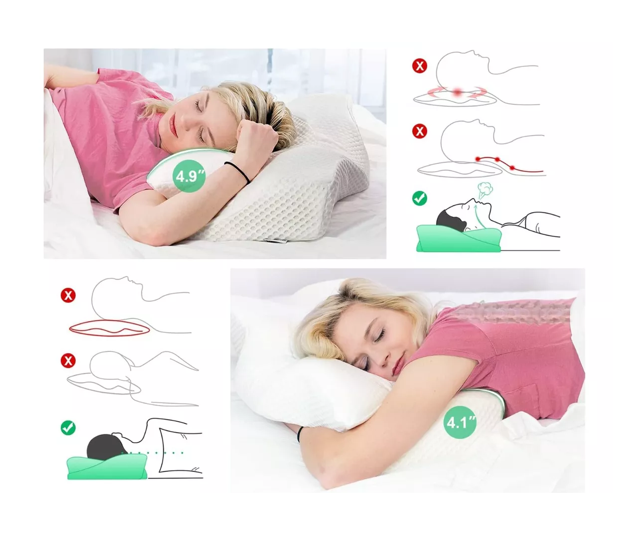 Foto 4 pulgar | Almohada Cervical Ergonómica Ajustable Cuello Color Blanco