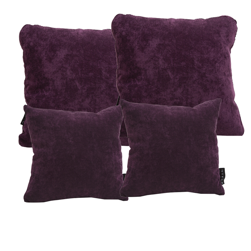 Foto 2 pulgar | Set De 4 Cojines Decorativos Dicasa Velvet Alfa Y Zita Color Morado Cuadrados (2 Chicos Y 2 Grandes)