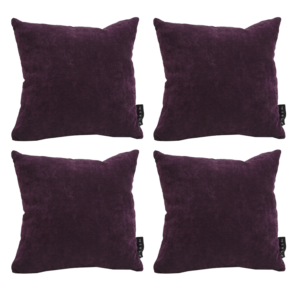 Cojin Decorativo Dicasa Velvet Alfa Color Morado Cuadrado Chico Set De 4