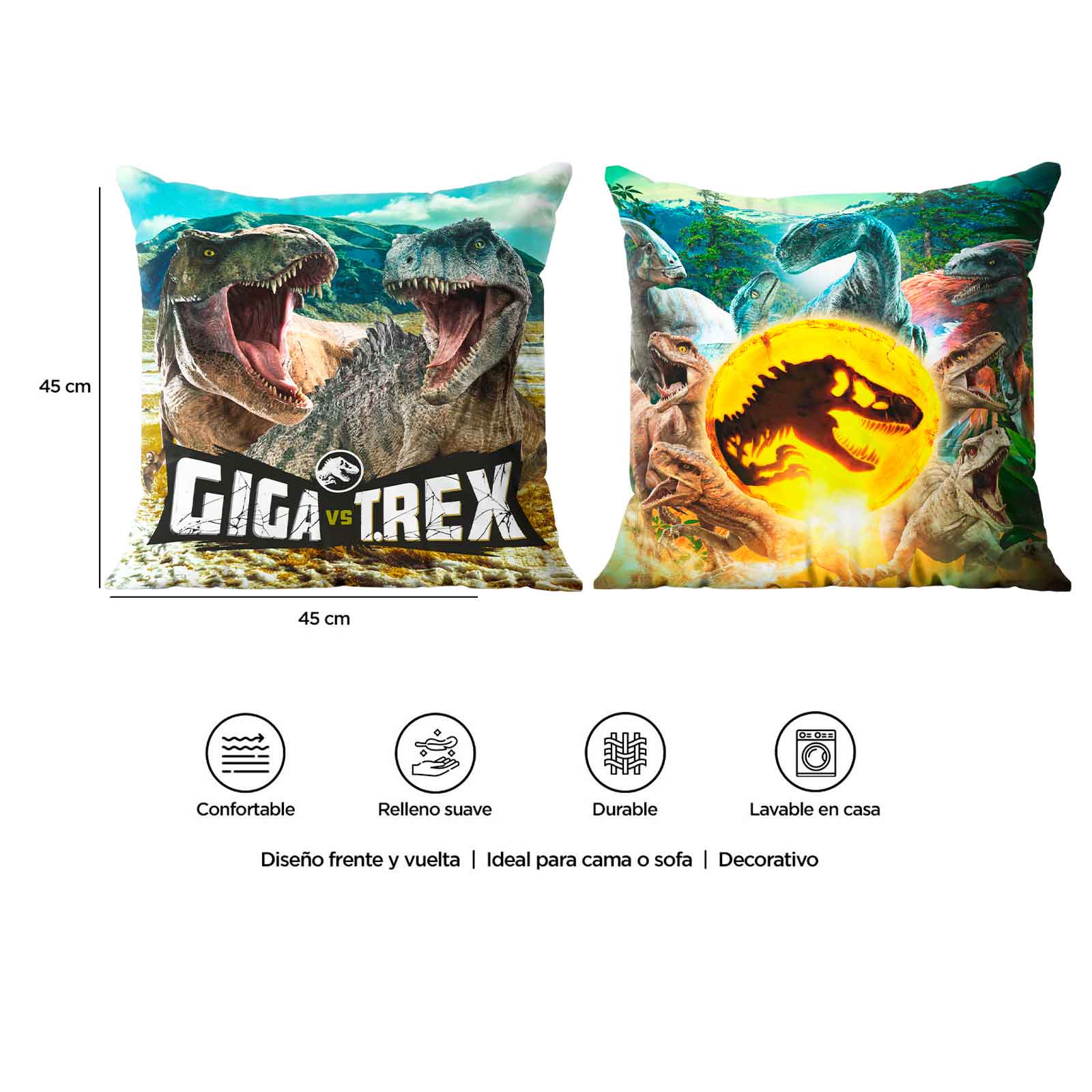 Foto 5 pulgar | Cojín Reversible Providencia Jurassic World Giga  T Rex