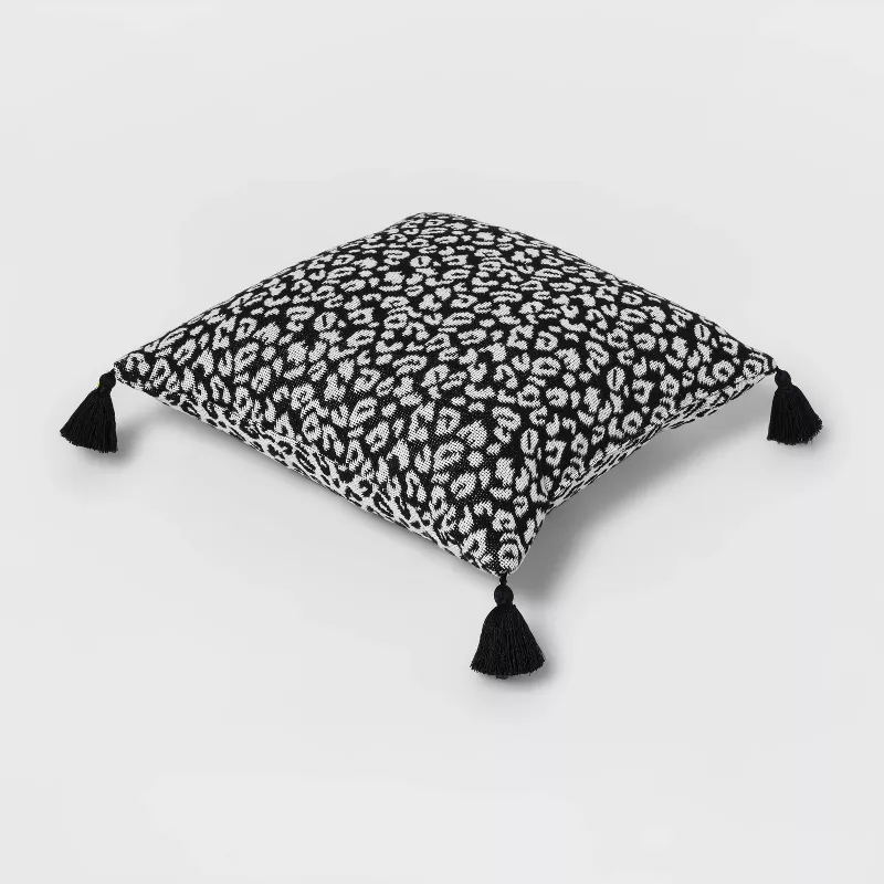 Foto 4 pulgar | Cojin Decorativo Cuadrado Tejido Texturizado Negro / Crema