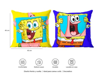 Foto 3 | Cojín Reversible Bob Esponja Bromas