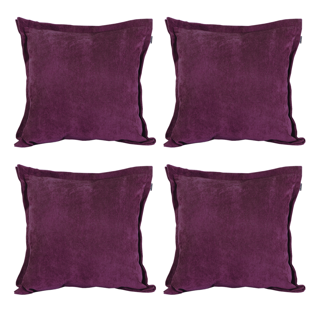 Set De 4 Cojines Decorativo Dicasa Velvet Kappa Color Morado Cuadrado