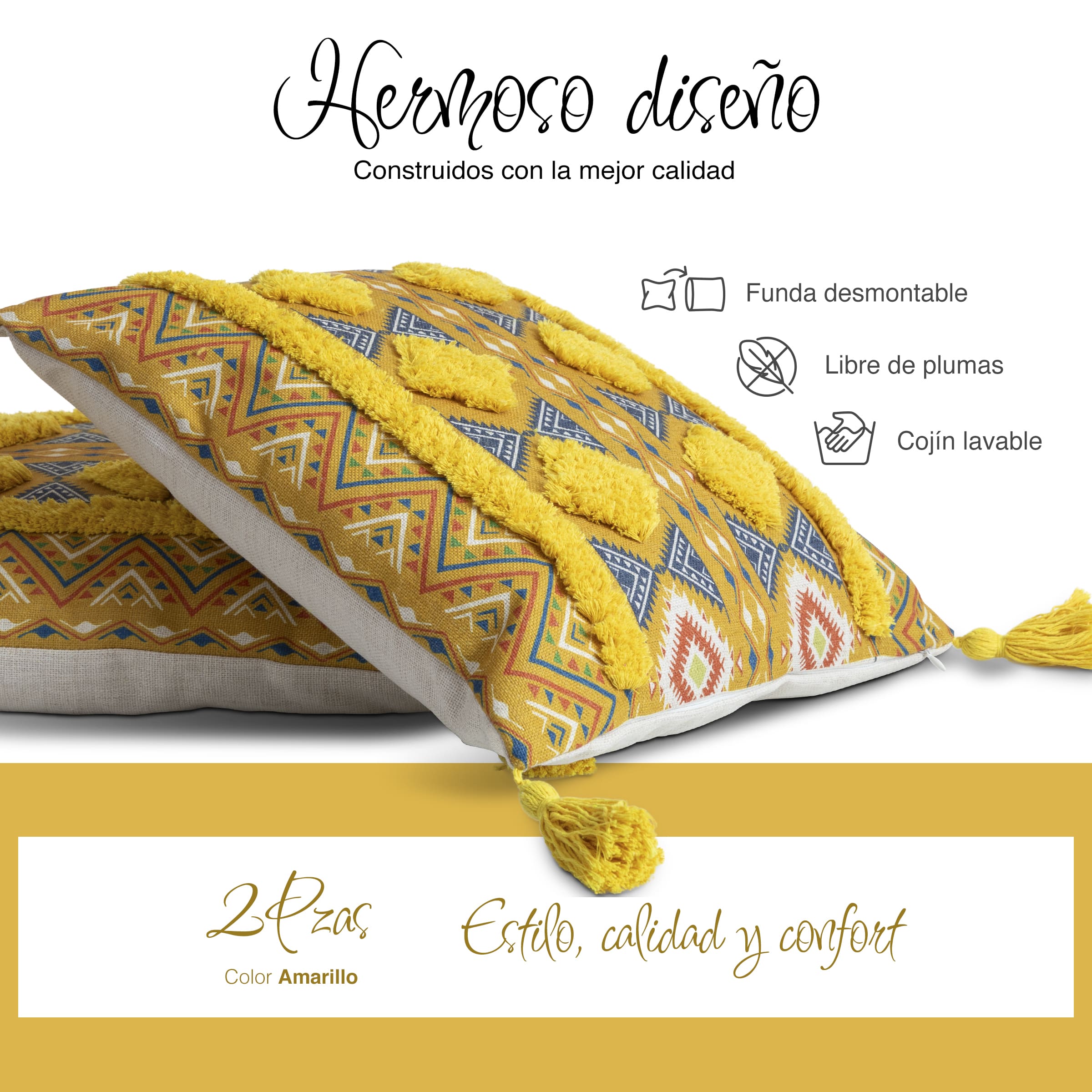 Foto 2 | Cojines Decorativos Yellow Mellow 2 Piezas