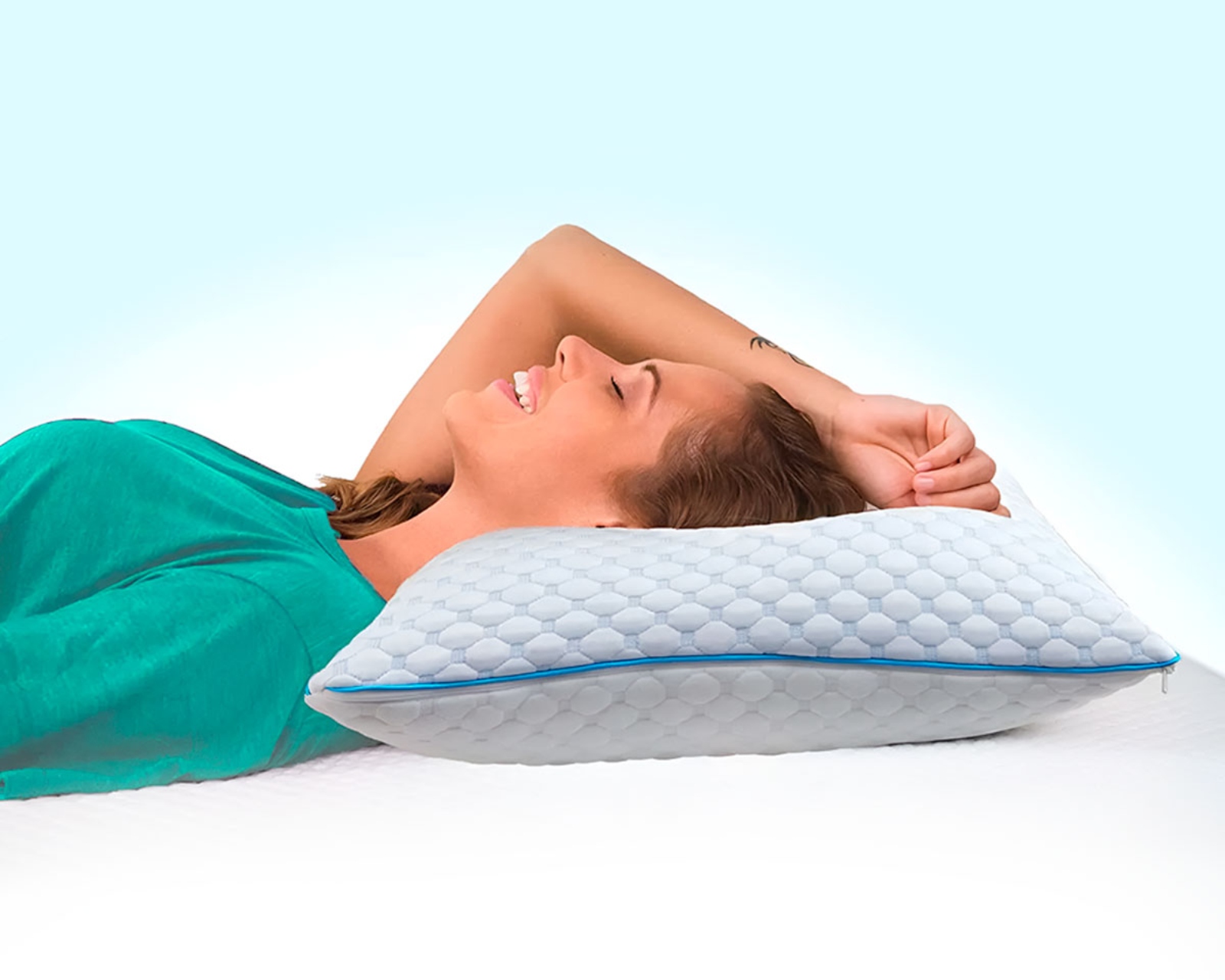 Foto 5 pulgar | Almohada Memory Foam Moldeable Hipoalergénica Y Antibacterial De 64 x 45 Cm Blanca Bluelander