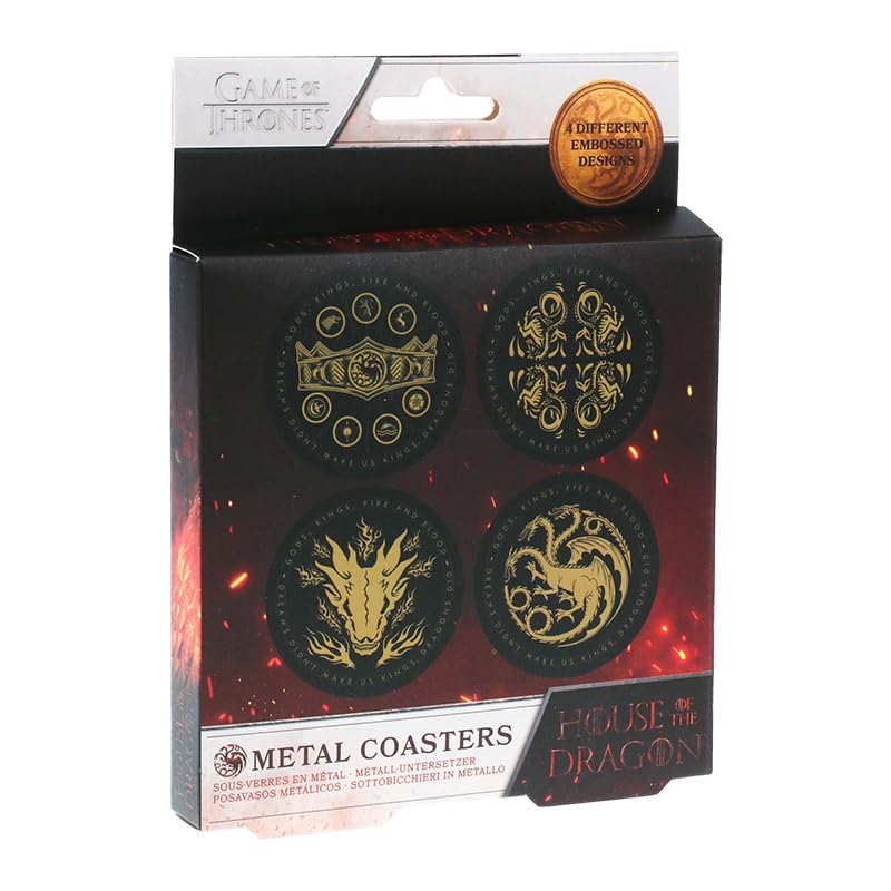 Foto 3 pulgar | Juego De 4 Piezas De Metal Coasters Paladone House Of The Dragon - Venta Internacional.