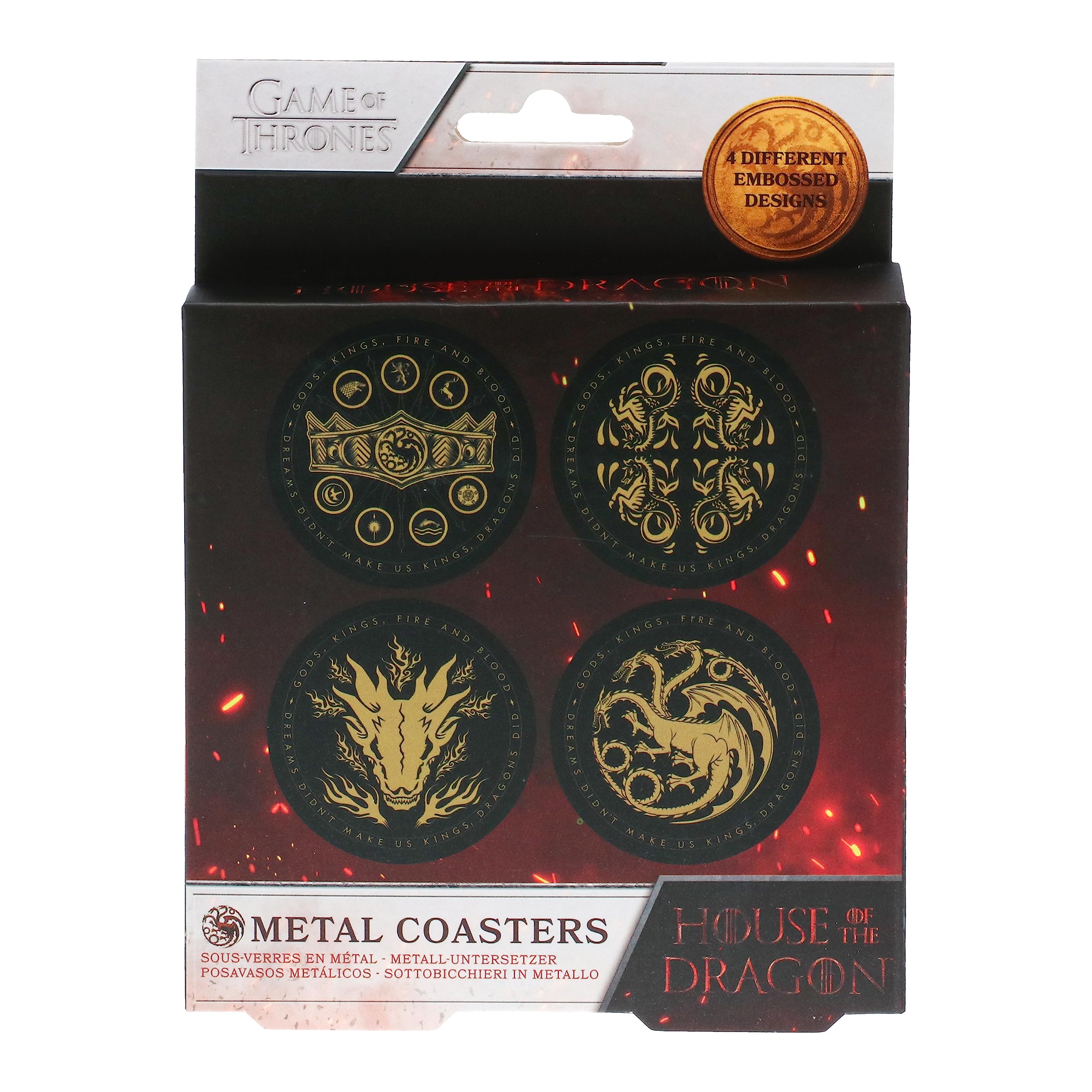 Foto 4 pulgar | Juego De 4 Piezas De Metal Coasters Paladone House Of The Dragon - Venta Internacional.