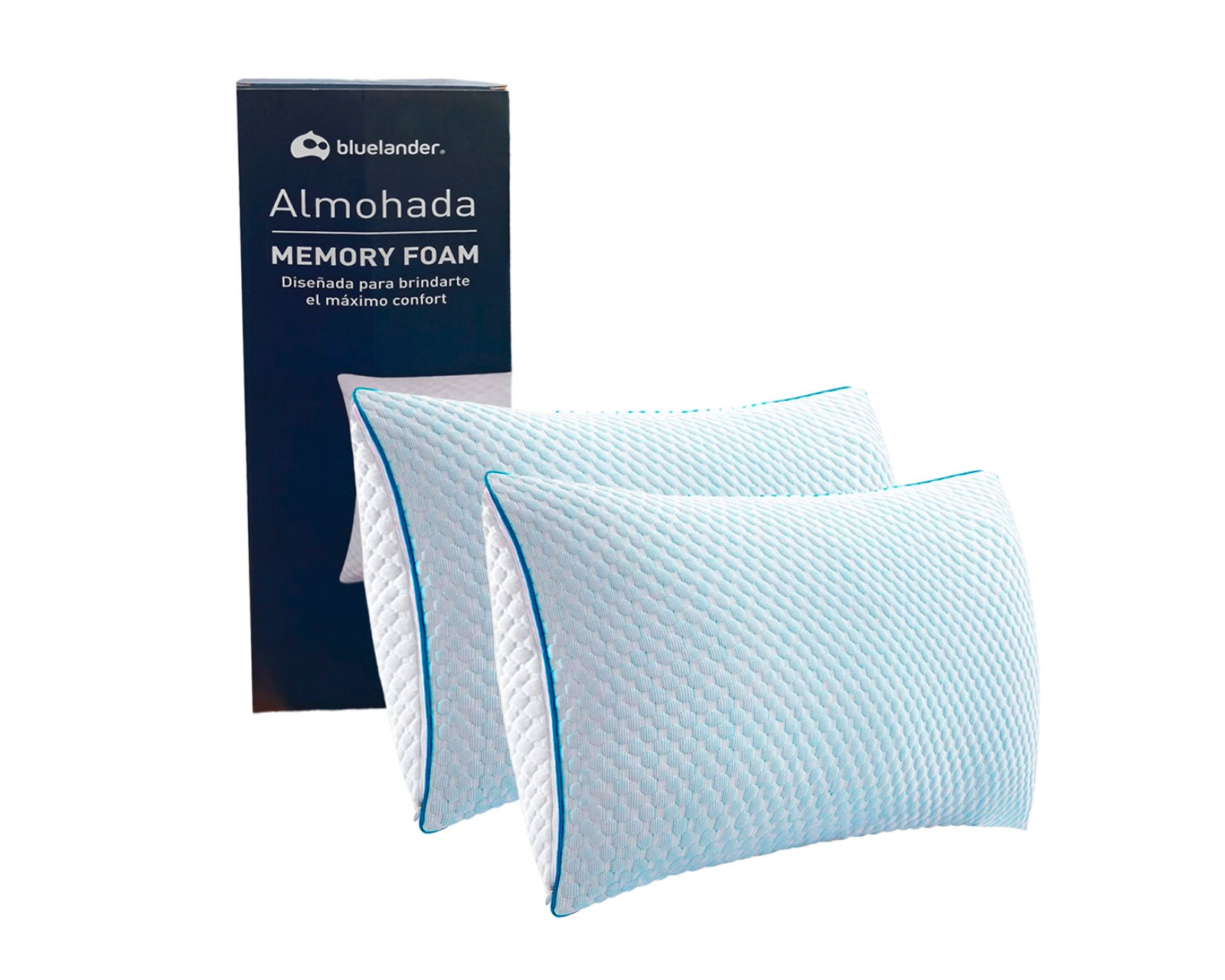 Foto 1 | Juego De 2 Almohadas Memory Foam Hipoalergénica Y Antibacterial De 60 * 45 Cm Blanca Bluelander